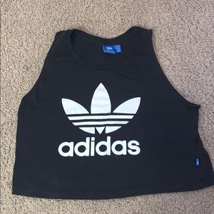 black adidas cropped tank top